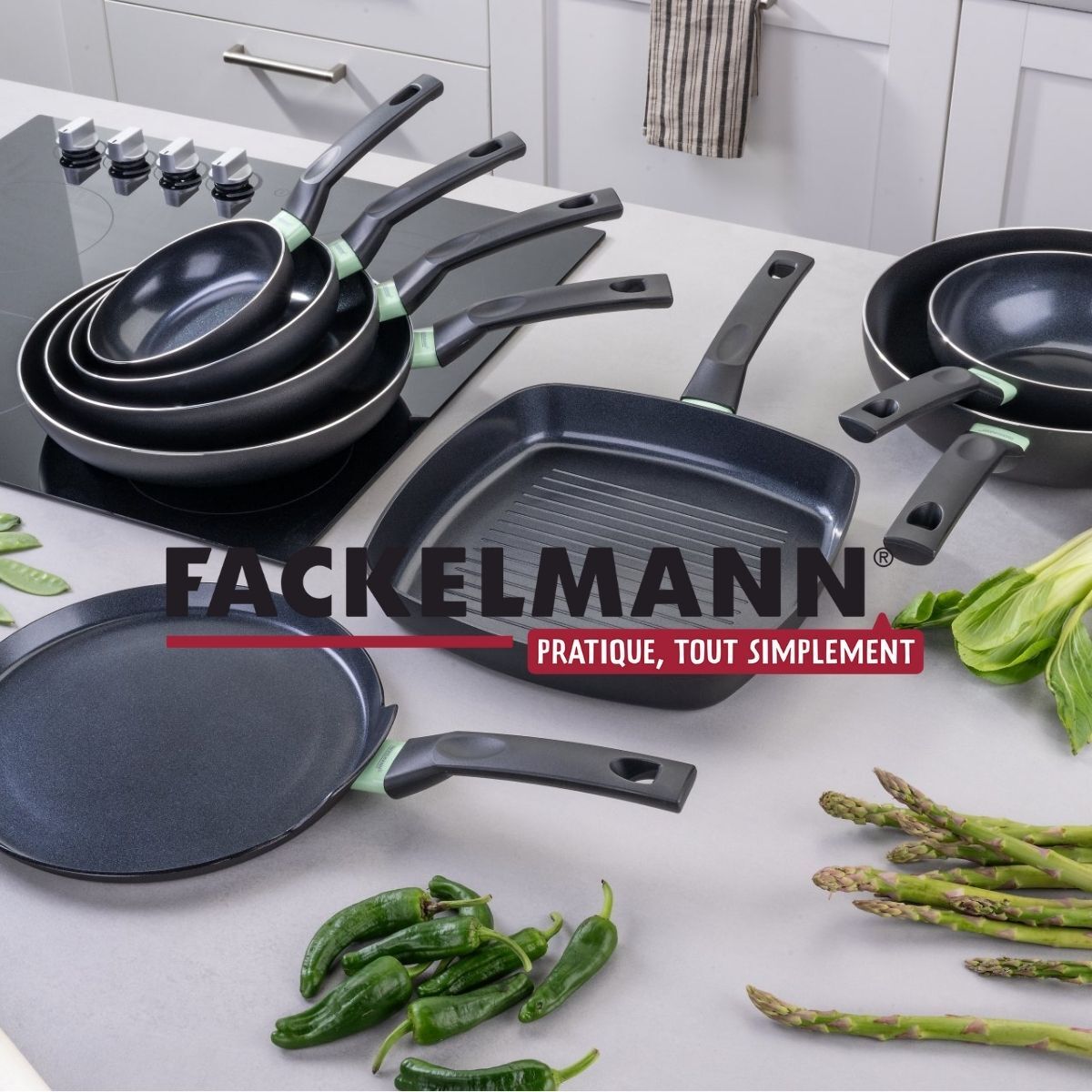 Ensemble de 3 poêles et 3 casseroles Fackelmann Brandao