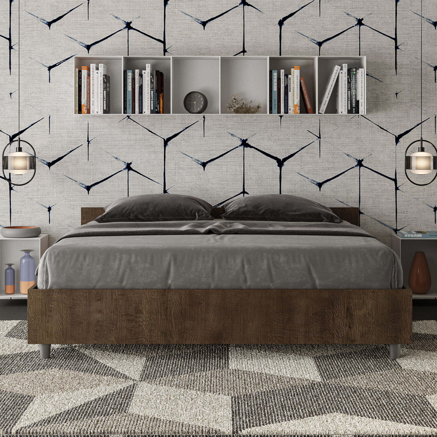 Letto contenitore 160x200 noce Nuamo