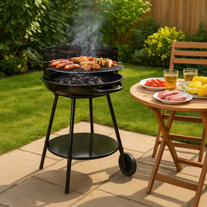 Barbacoa redonda Vaggan de 51cm con cuenco esmaltado y accesorios