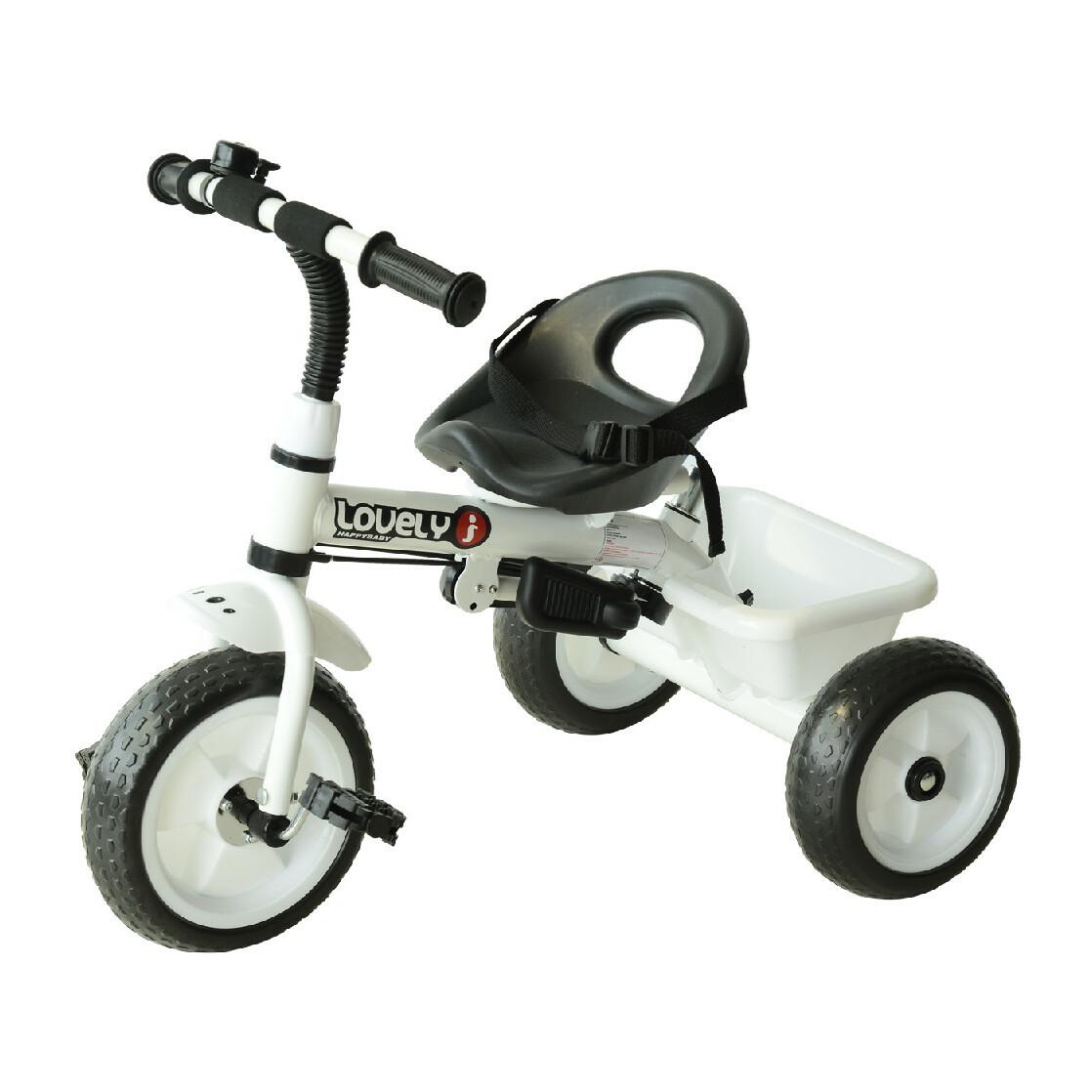 Tricycle enfants pare-soleil pliable canne amovible benne rangement 103 x 47 x 101 cm acier blanc et noir