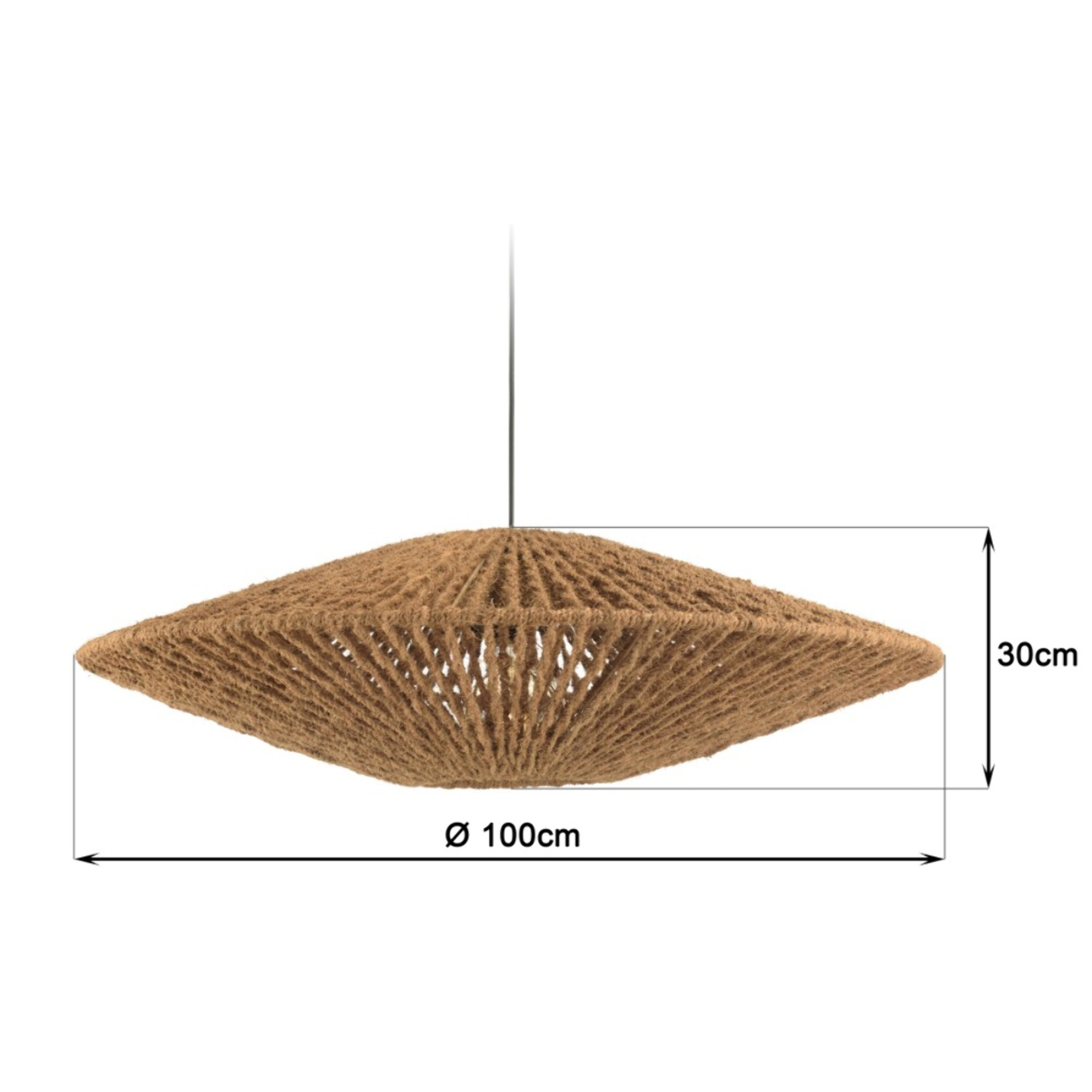 SIXTINE - Suspension 'cymbale' 100x100cm en fibre de coco/teck recyclé
