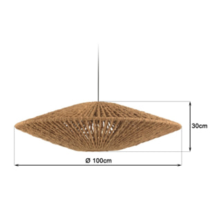 SIXTINE - Suspension 'cymbale' 100x100cm en fibre de coco/teck recyclé