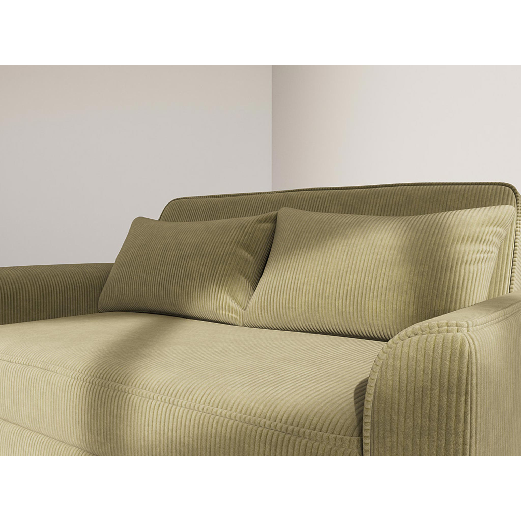 Ernest - Canapé droit 2 places convertible en velours côtelé - Vert