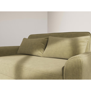 Ernest - Canapé droit 2 places convertible en velours côtelé - Vert