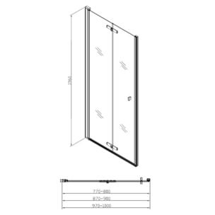 SK Porte de douche 80x196cm pliante anticalcaire avec profilé noir mat (SATSK80NIKAC)
