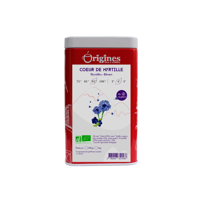 Thé Noir Bio - Au Coeur de Myrtille - Boîte Métal 100g