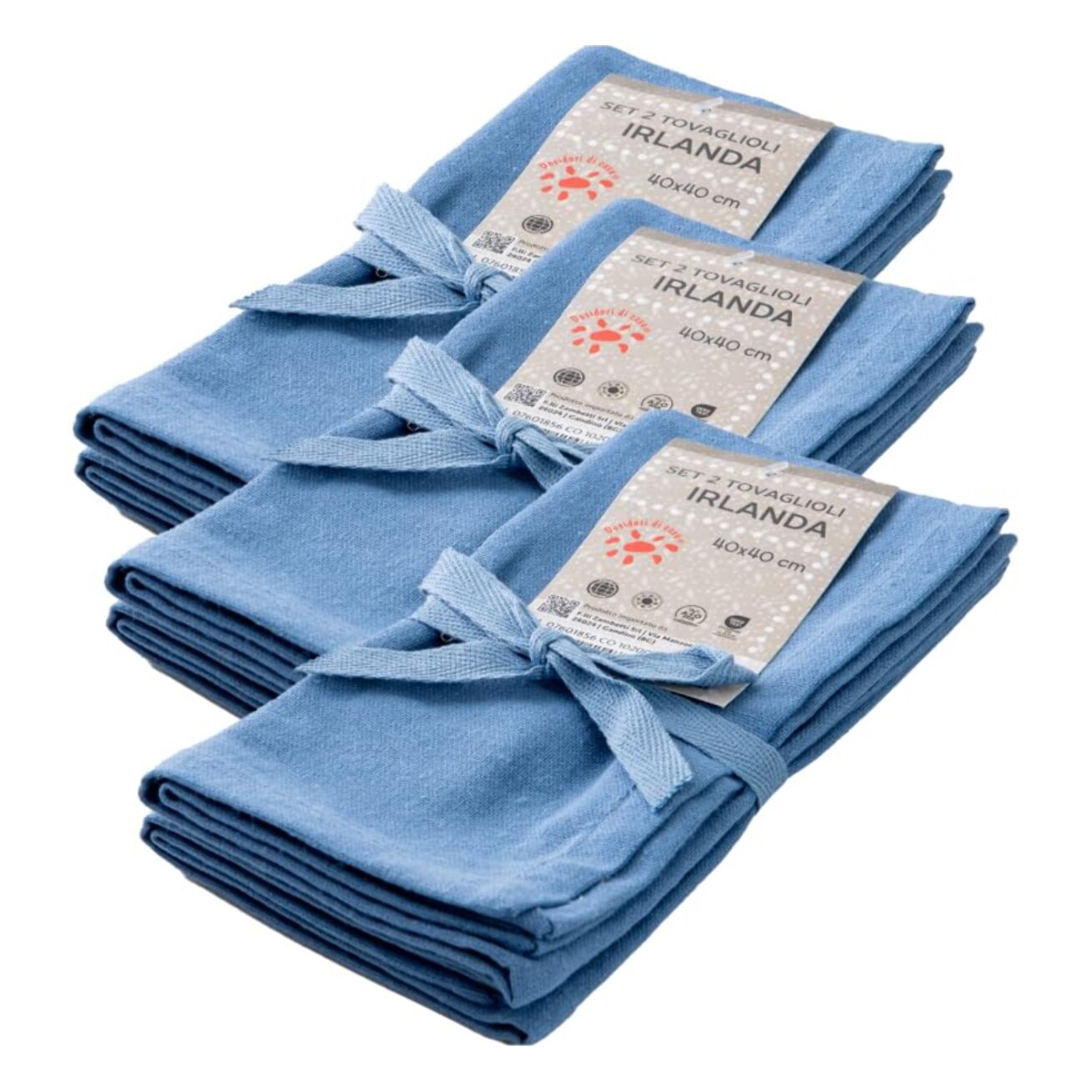 Intrecci – Set 6 tovaglioli in puro cotone 40x40 cm