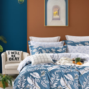 Parure housse de couette avec taie à volant 100% coton - Azuralis