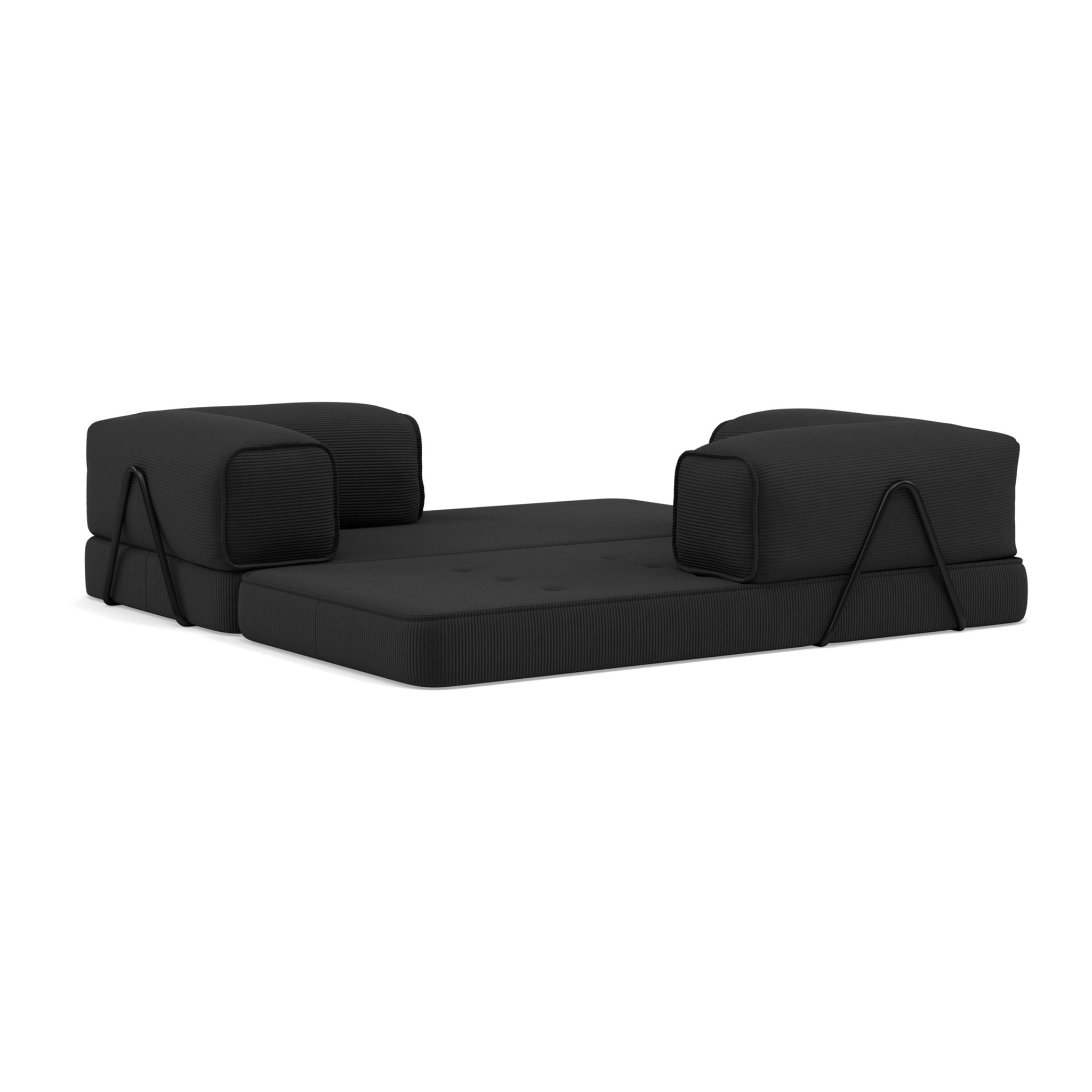 Poppy - canapé 3 places convertible en velours côtelé - Noir