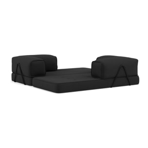 Poppy - canapé 3 places convertible en velours côtelé - Noir