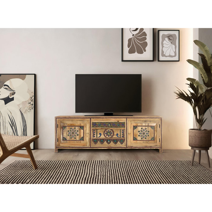 Mueble TV de Madera de Mango 150 Cm Estilo Boho Ethnic