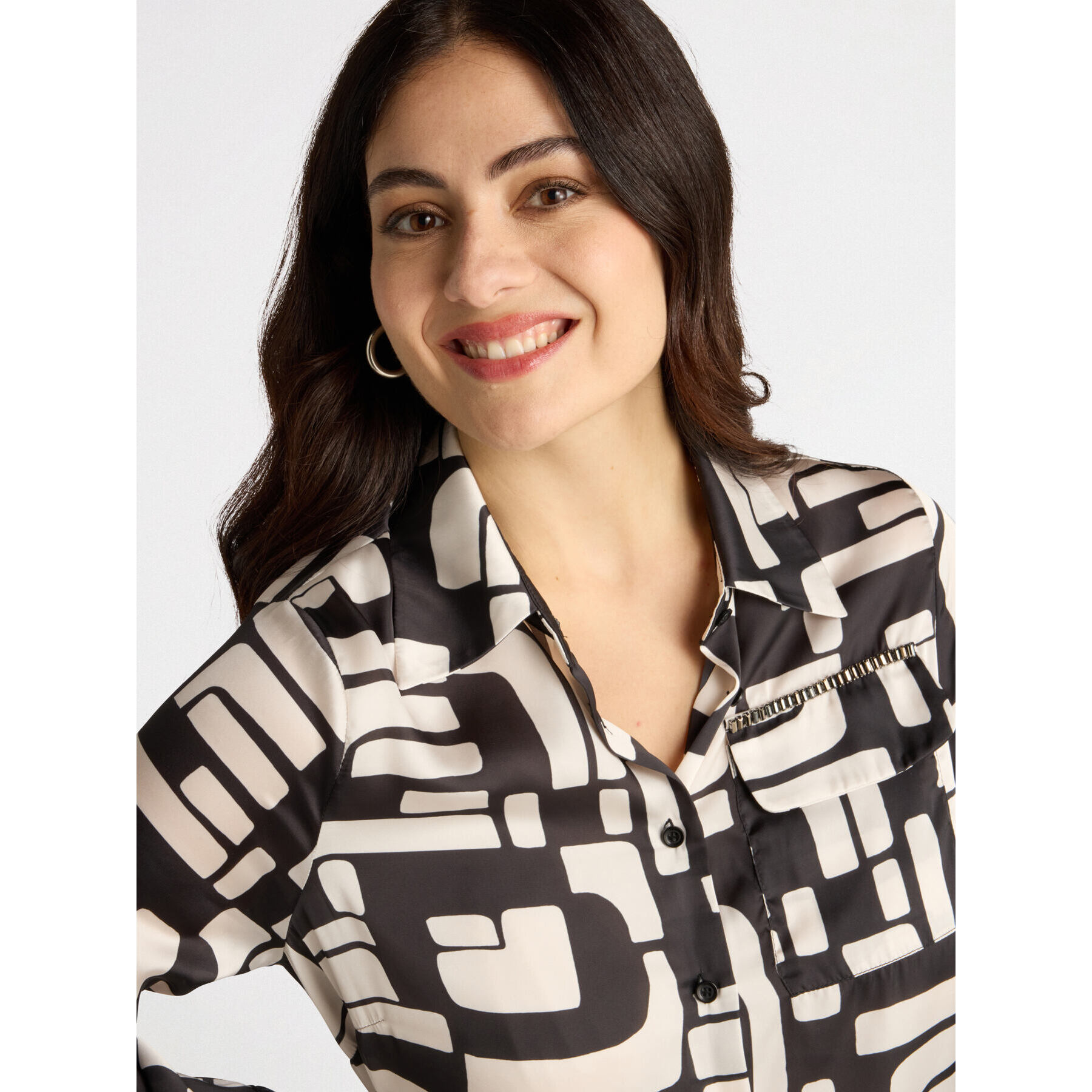 Fiorella Rubino - Camicia con stampa bianca e nera - Nero