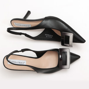 Dècolletè slingback in simil pelle con applicazione sulla punta