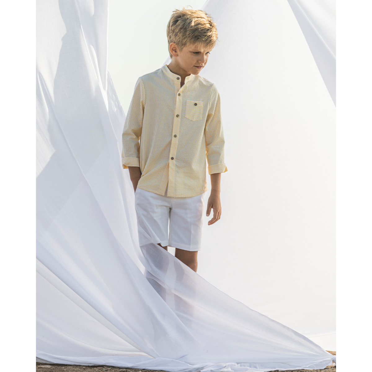 CAMISA RAYAS SERSUKER AMARILLAS BOTONES COCO