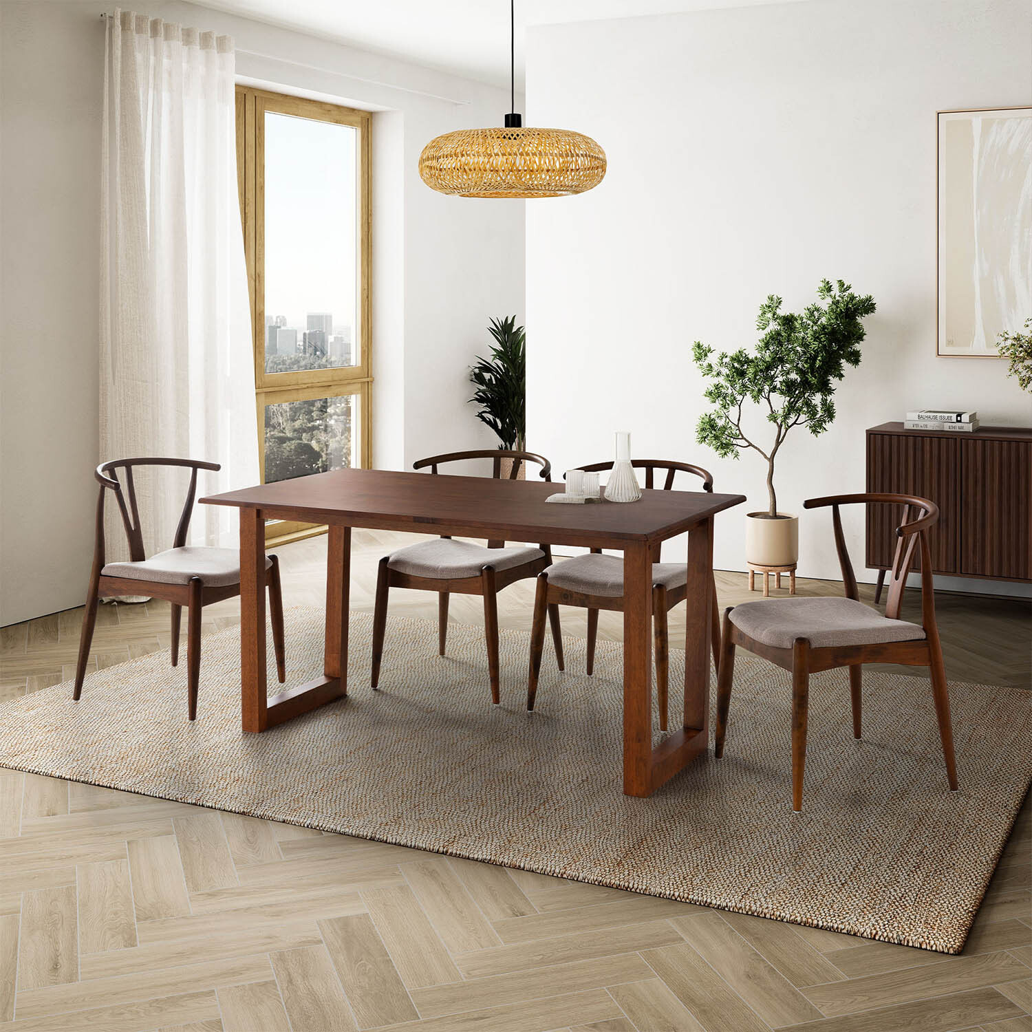 Mesa de comedor Chipre color Nogal 140 cm
