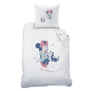 Parure de lit imprimée 100% coton, DISNEY HOME MINNIE LITTLE FRIEND