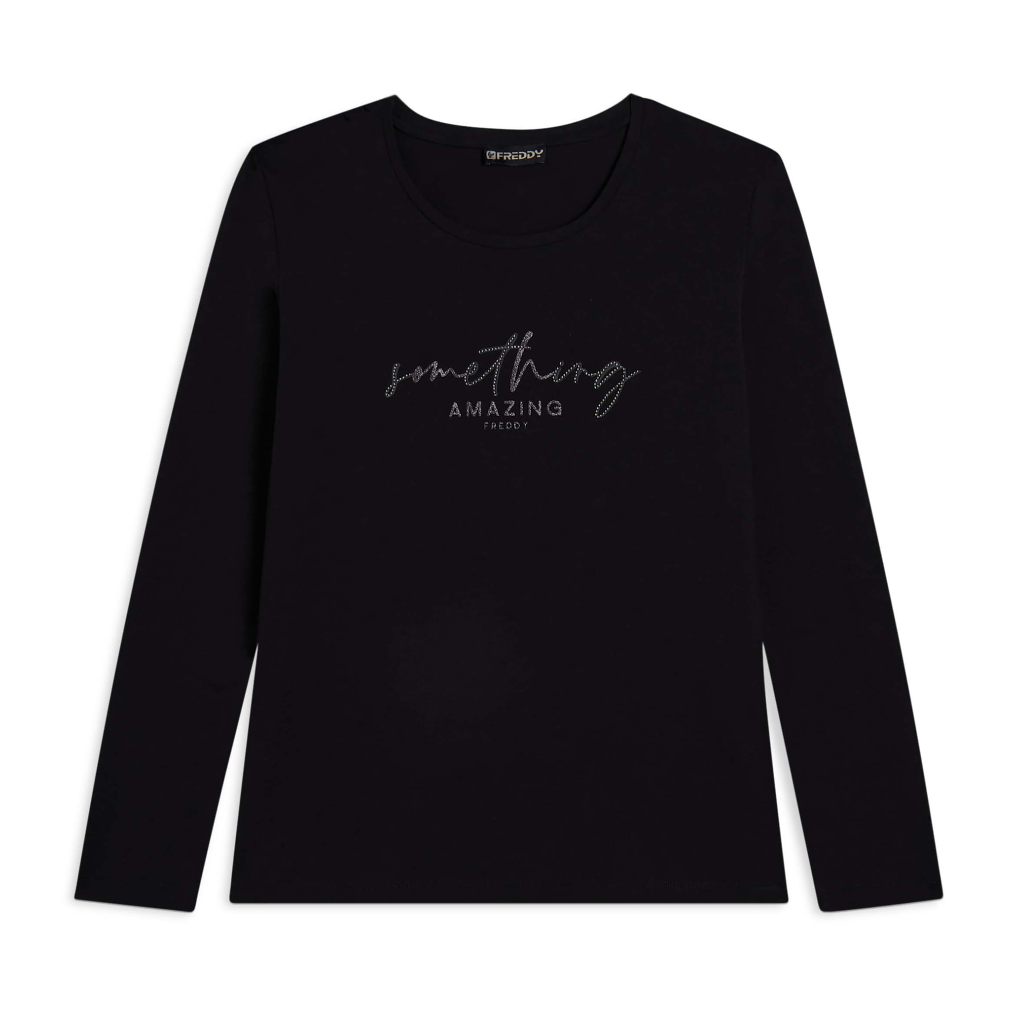 T-shirt a maniche lunghe con scritta “Something Amazing”