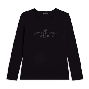 T-shirt a maniche lunghe con scritta “Something Amazing”