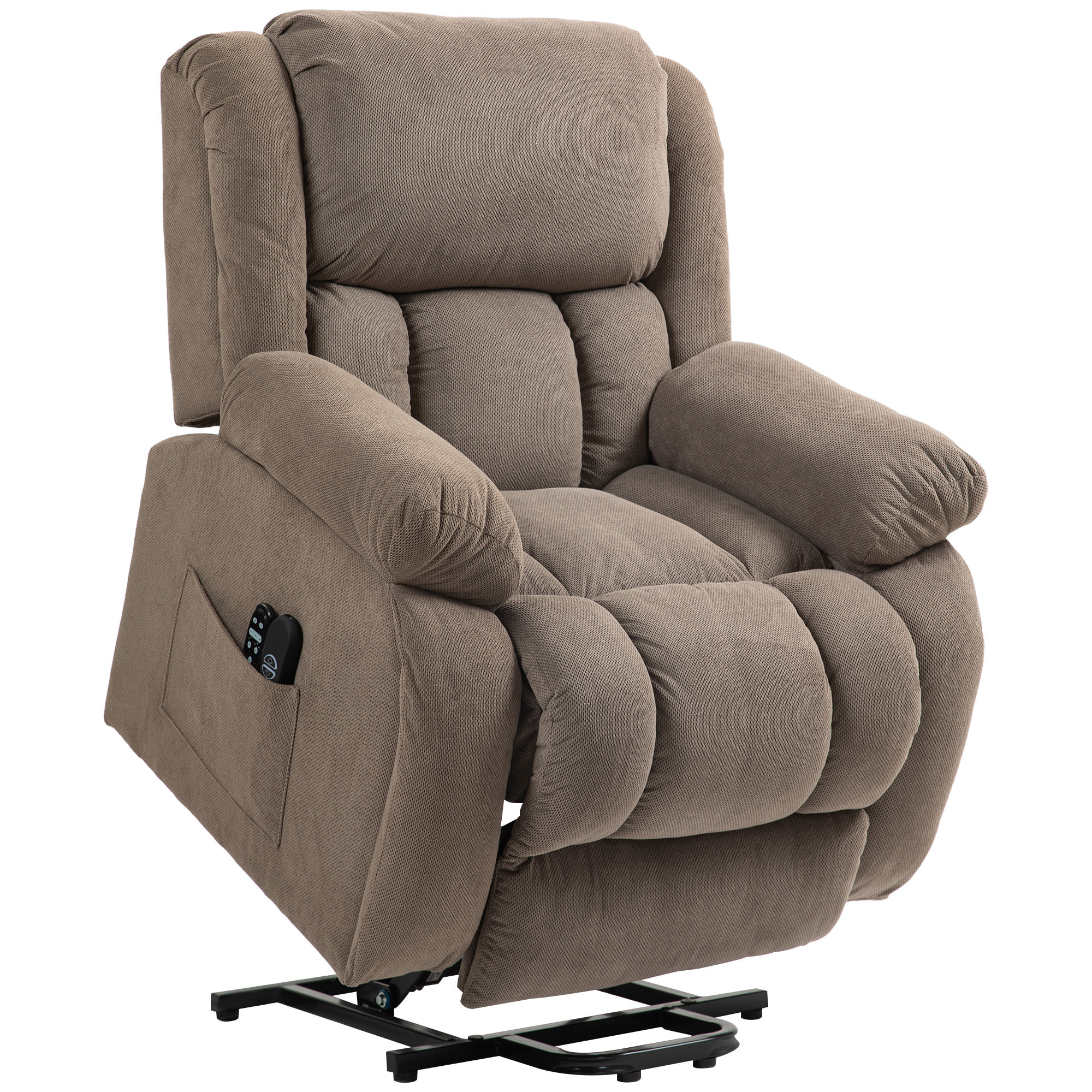 Fauteuil releveur électrique massant chauffant inclinable repose-pieds tissu café
