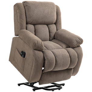 Fauteuil releveur électrique massant chauffant inclinable repose-pieds tissu café