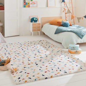 Tipi - tapis shaggy enfant en laine artificielle à motif confettis multicolore