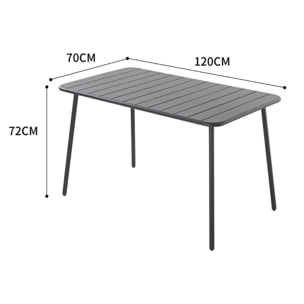 Ensemble table et chaises gris foncé 4/6 places  - EVORA