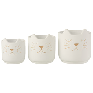 J-Line cache-pot Chat - ciment - blanc/or - large - Ø 19 cm
