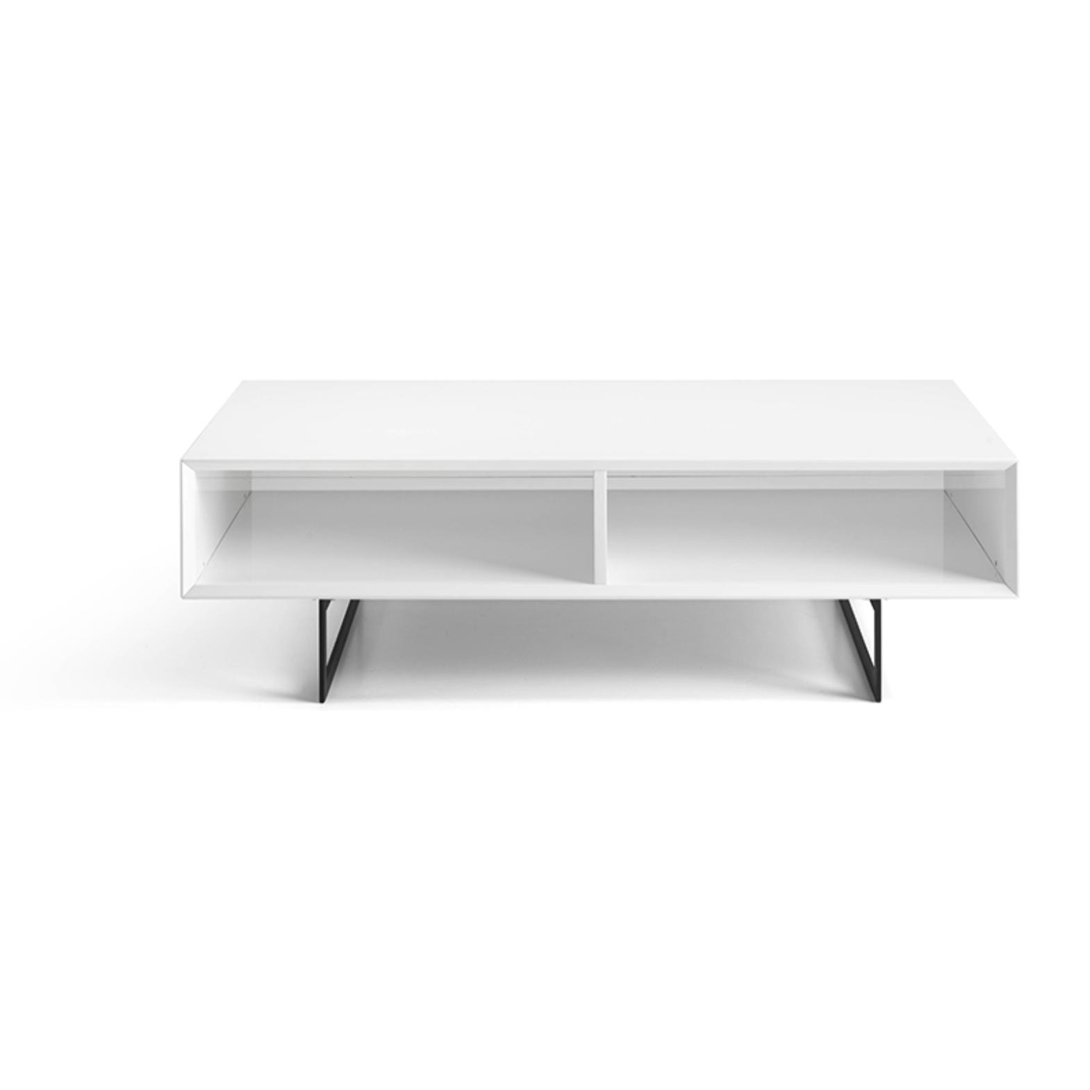 Mesa de centro LOIRA - 2 huecos - blanco y negro - 120x60x35cm