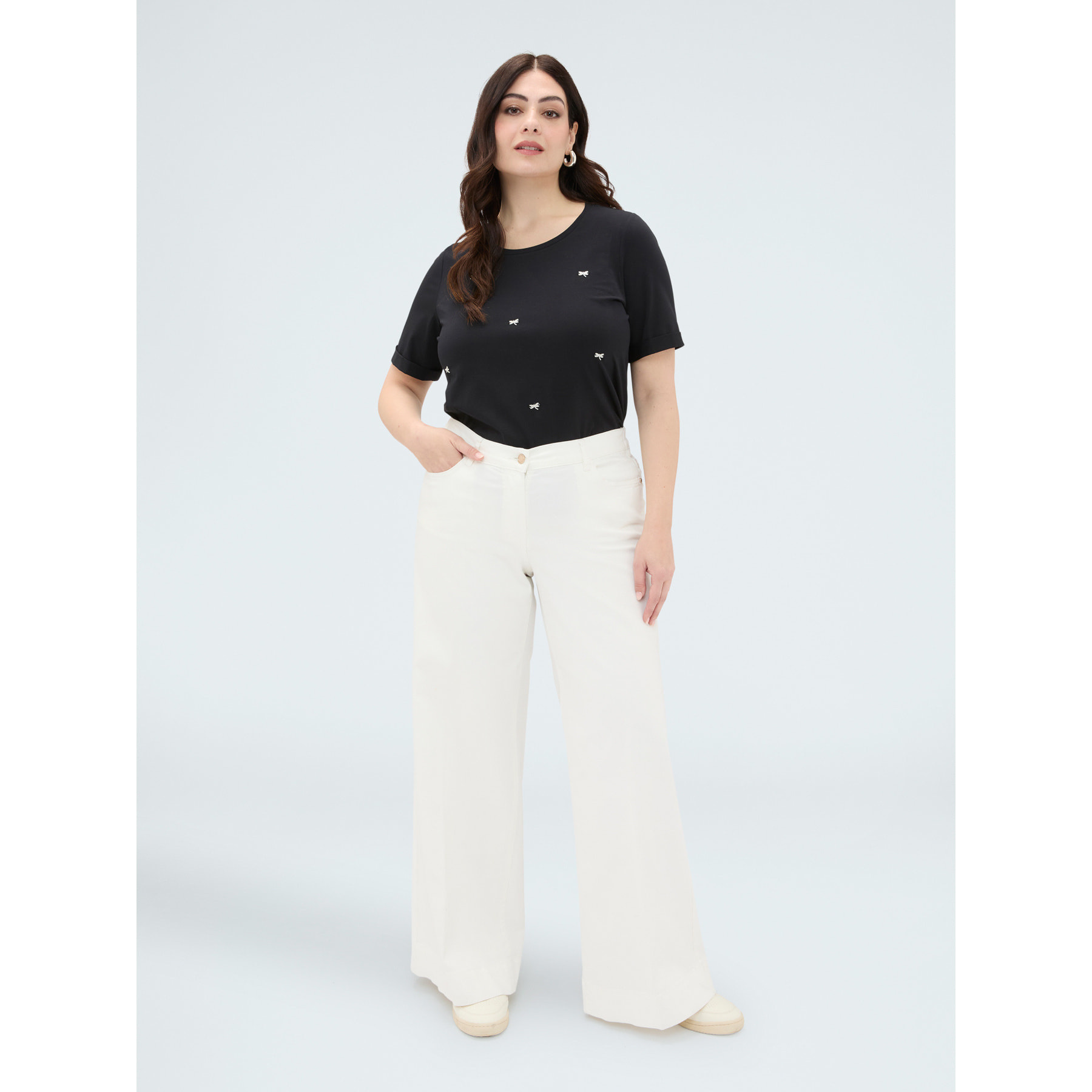 Fiorella Rubino - Camiseta de algodón con charm de libélula - Negro