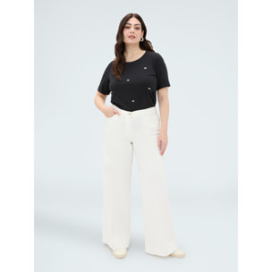 Fiorella Rubino - Camiseta de algodón con charm de libélula - Negro