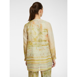 Elena Mirò - Camisa larga de ramio estampado - Beige