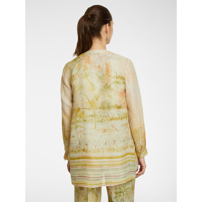 Elena Mirò - Camisa larga de ramio estampado - Beige