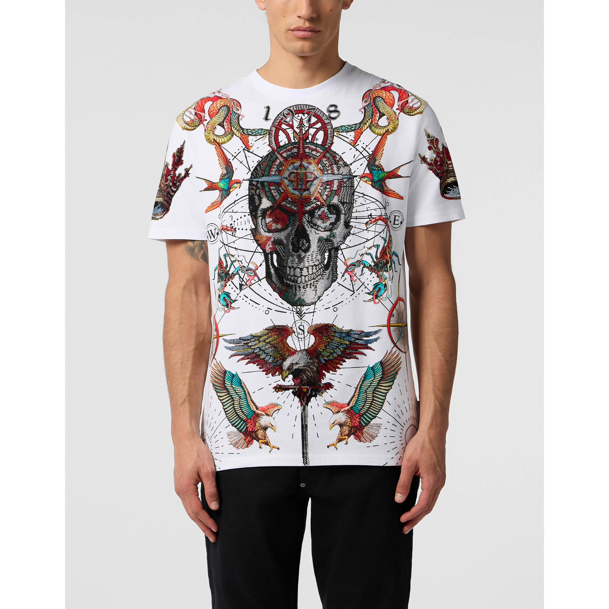 PHILIPP PLEIN Round Neck T-Shirt Tattoo Stones