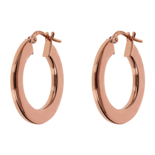 Orecchini a Cerchio placcati Oro Rosa 18Kt Superficie Piatta Diametro 2cm