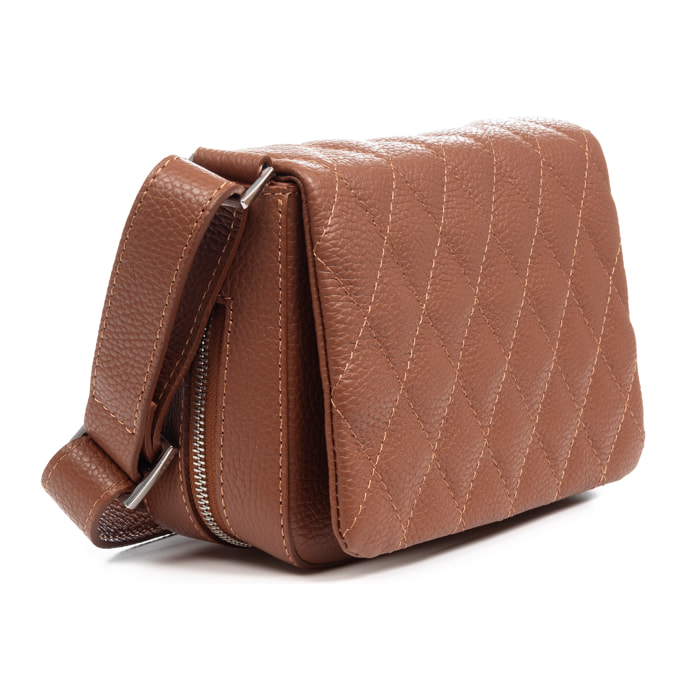 Argentera bolso de hombro mujer. Piel auténtica Dollaro con costuras diseño geométrico.