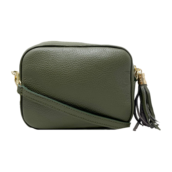 Chicca Borse - Tracollina Clutch Donna in Vera Pelle - Colore Verde Militare