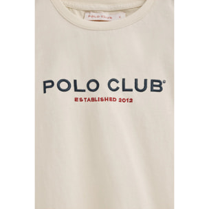 Camiseta color crudo de manga corta con logo Established 2012 Polo Club