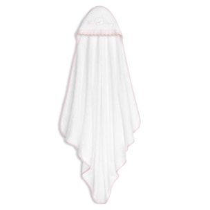 Capa Baño 1X1 Mod Carita Oso Baby Guipur+ Gorro Bco/Rosa