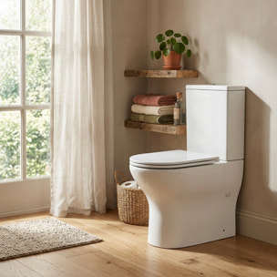Brevis Combi WC à poser sans bride en céramique compatible PMR avec abattant SoftClose, blanc (SATBRE033RREXVPP)