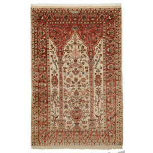 Authentique tapis d'orient, noué à la main en laine et soie