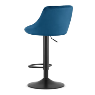 Set di 2 sgabelli bar Kast in velluto blu e base nera