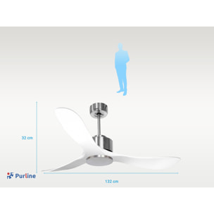 Ventilateur de plafond Wifi Moteur à courant continu Télécommande Hypersilence Mémoire Shopify Vendible (AUTOMATIQUE) 40   W argent