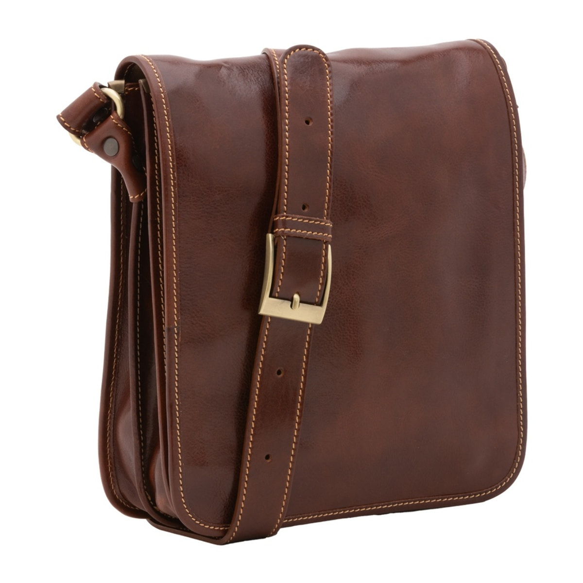 Borsa a tracolla uomo in vera pelle - Modello False - Made in Italy - 29.0 x 24.0 x 9.0 cm