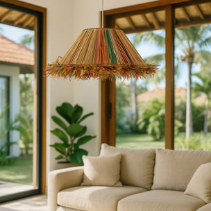 Suspension en raphia coloré d60cm JOLO