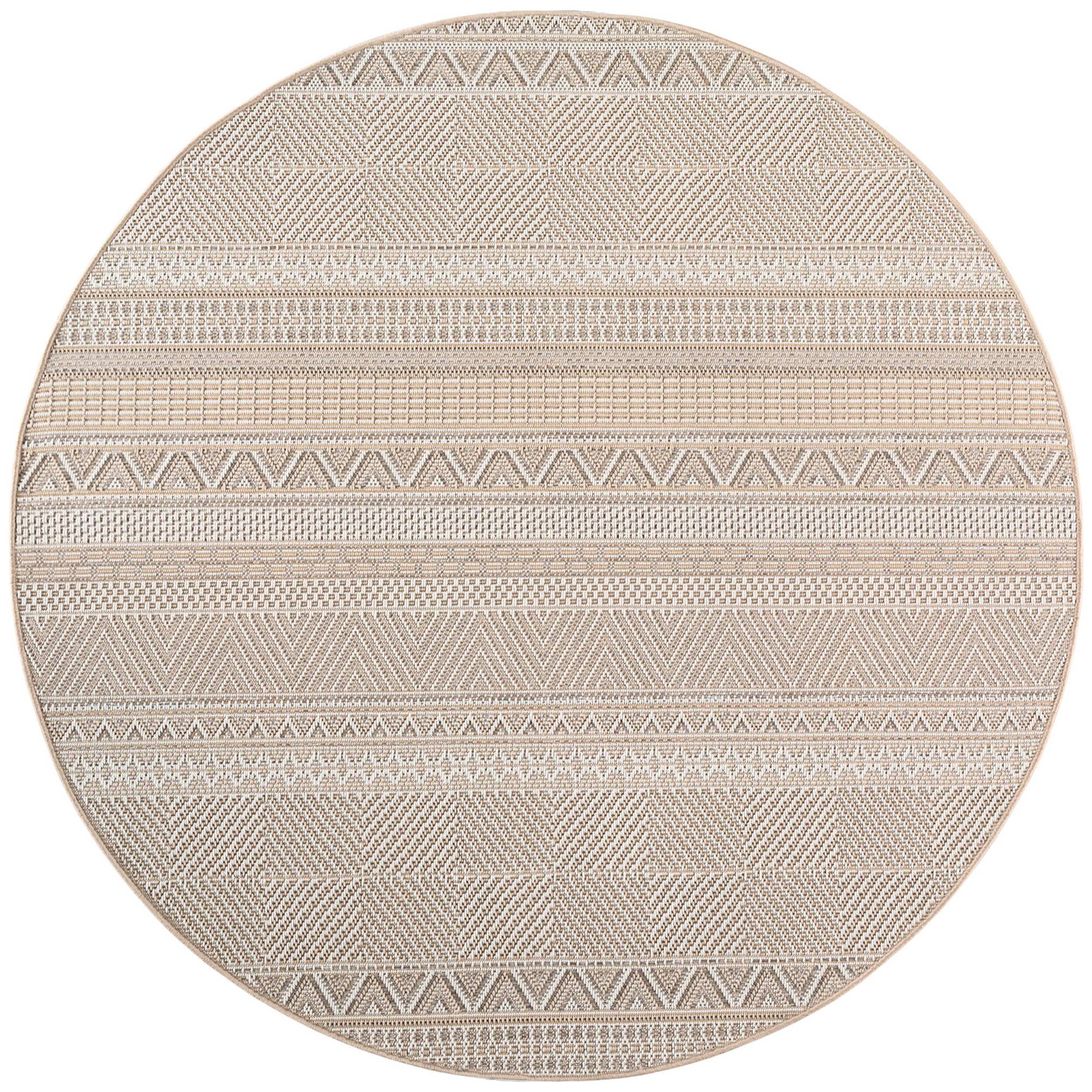 DESERT - Tapis rond intérieur/extérieur beige, design ethnique