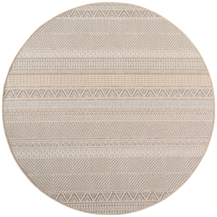 DESERT - Tapis rond intérieur/extérieur beige, design ethnique