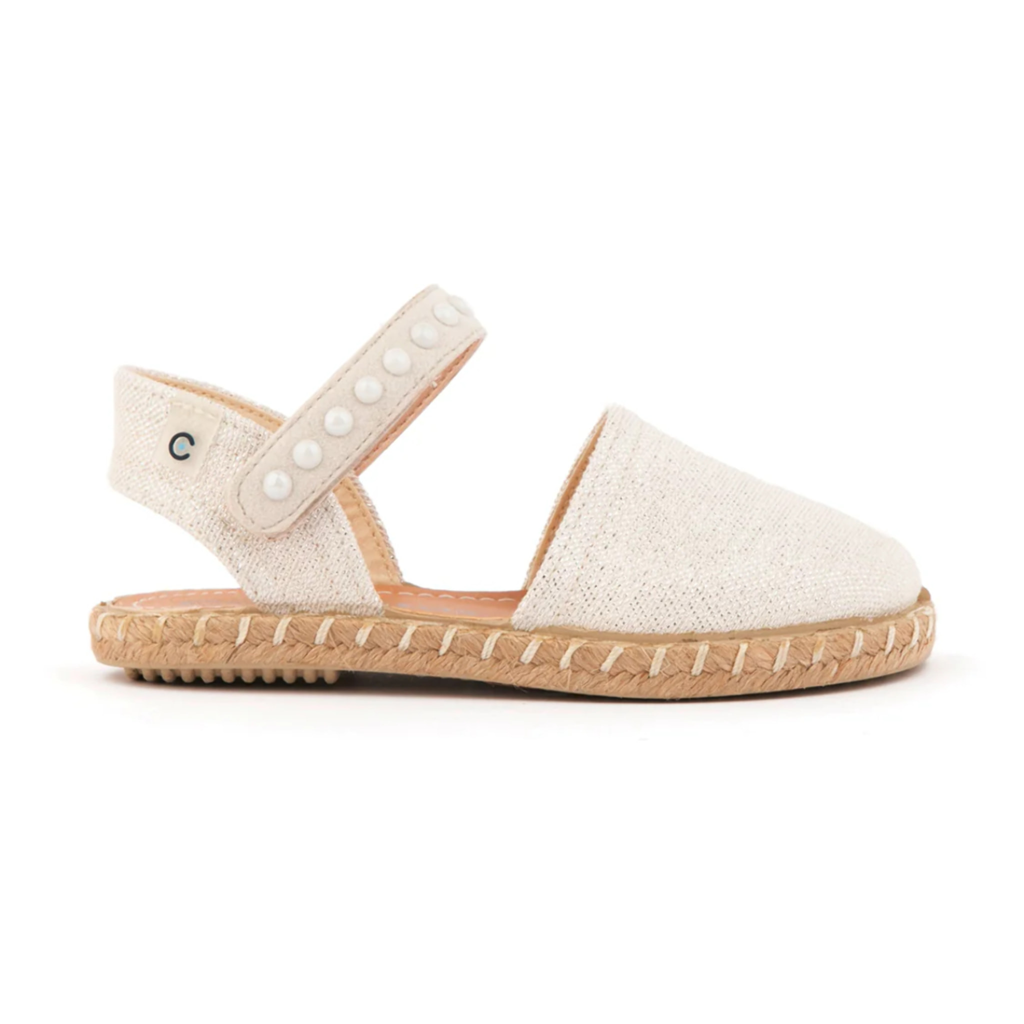 Alpargatas con Plataforma con Detalles Brillantes en Beige