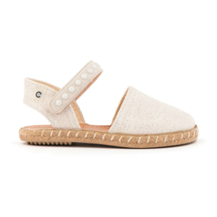 Alpargatas con Plataforma con Detalles Brillantes en Beige