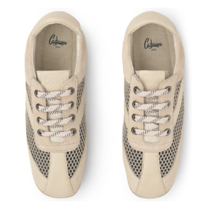 Sneaker Luisa en napa y ante con cierre de cordones