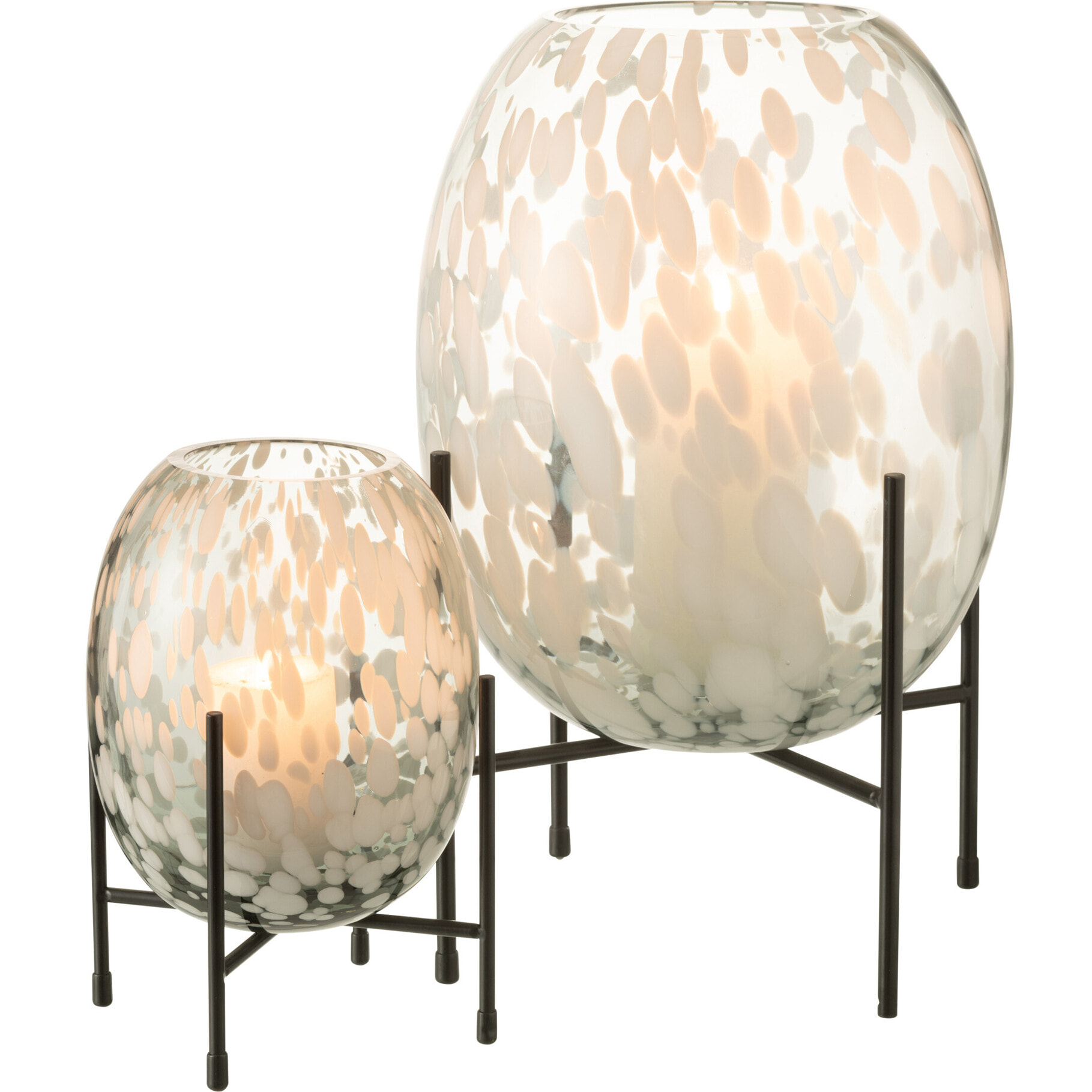 J-Line vase Sur Pied Tâché - verre - gris/blanc - large - 37 cm de hauteur